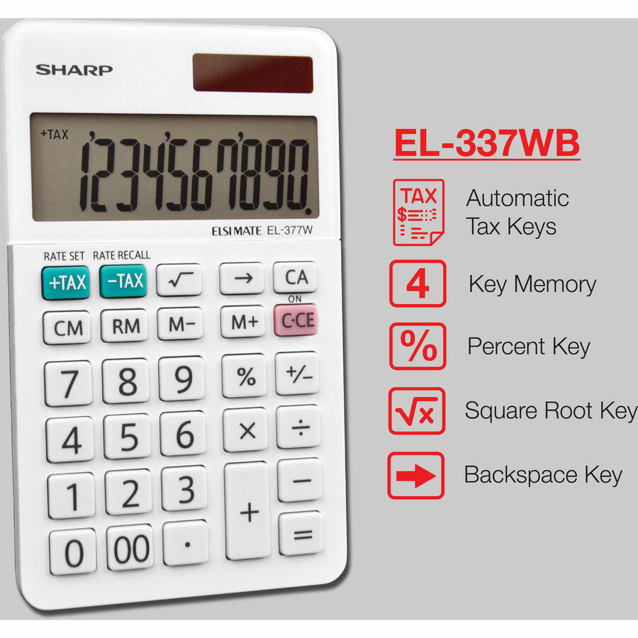 Sharp Calculators EL-377WB 10-Digit Professional Handheld Calculator - EL377WB