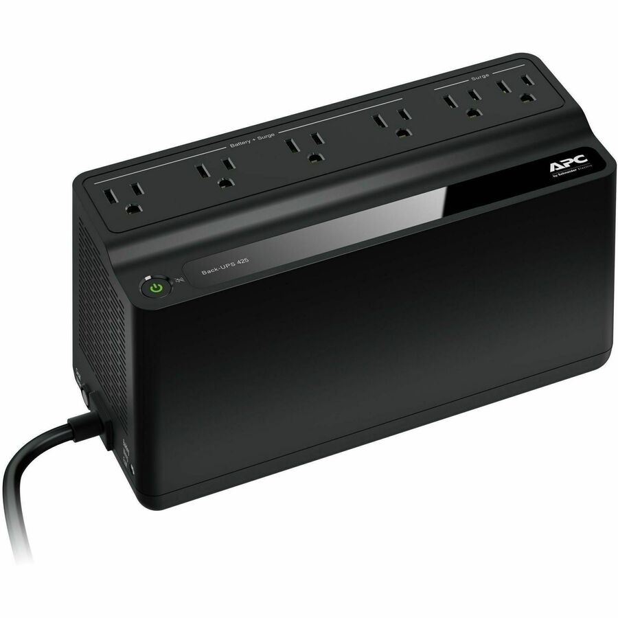 APC Back-UPS 425VA, 120V, 6 NEMA outlets (2 surge), Battery not user replaceable - BE425M