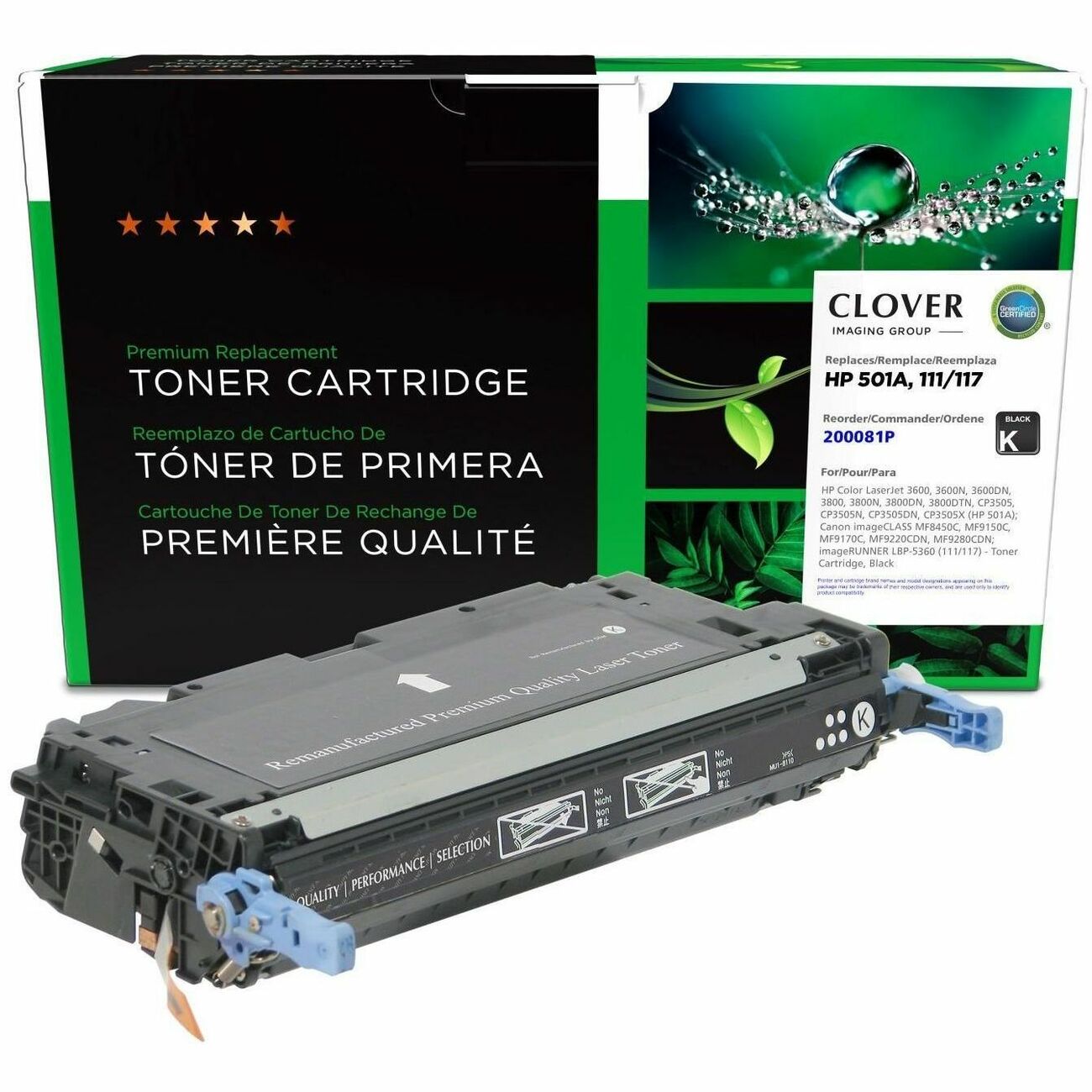 CIG Remanufactured Laser Toner Cartridge 501A (Canon 111, Canon 117, Canon 1660B001AA, Canon 2578B001AA, HP 501A, HP Q6470A) - Black - 1 Each