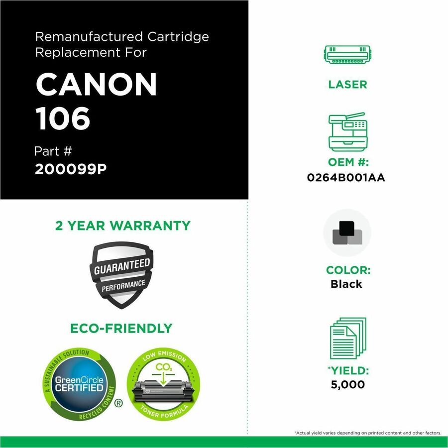 CIG Remanufactured Laser Toner Cartridge 0264B001AA, 1153B001AA - Black - 1 / Each - 200099P