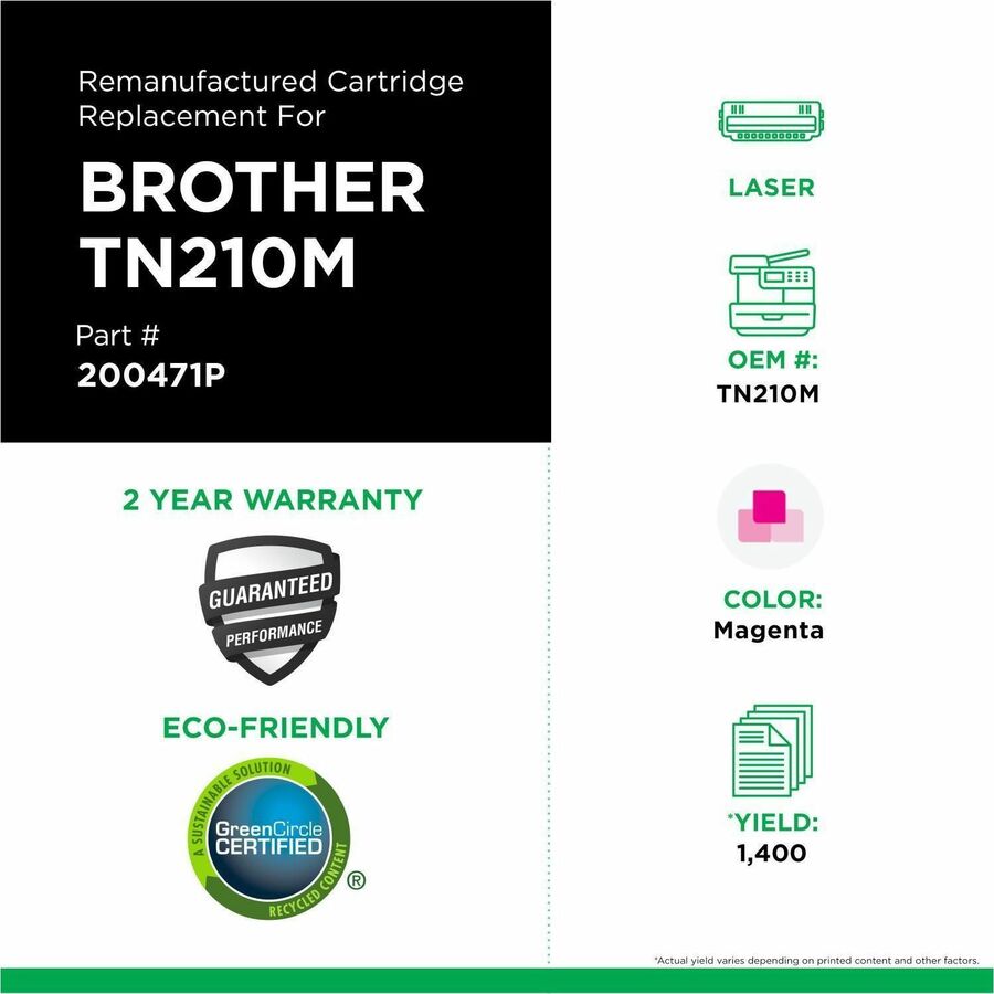 CIG Remanufactured Laser Toner Cartridge Brother TN210M - Magenta - 1 Each - 200471P