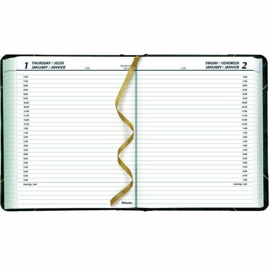 Blueline Traditional Daily Planner, 8" x 6-1/2" , Bilingual, Green - C517B