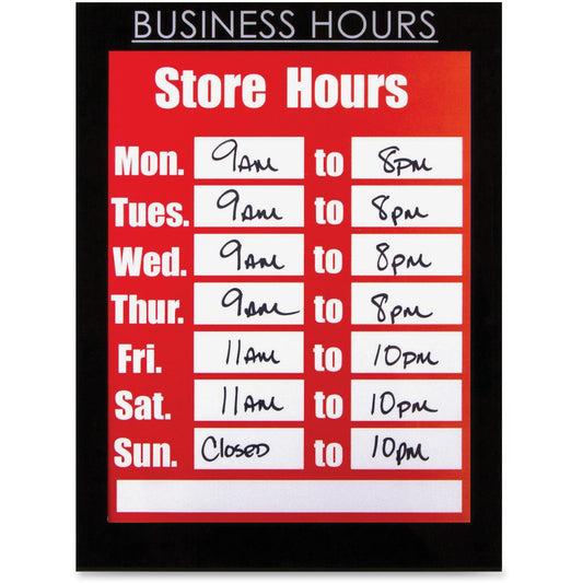 nudell 8.5" x 11" Magnetic Business Hours Sign Holder, Black