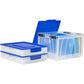 Storex Collapsible Crate with Lid, Clear/Blue - 61819B04C