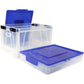 Storex Collapsible Crate with Lid, Clear/Blue