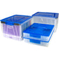Storex Collapsible Crate with Lid, Clear/Blue - 61819B04C