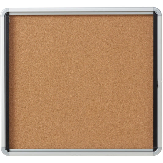 Quartet Euro Enclosed Cork Bulletin Board for Indoor Use, 1 Swing Door, 30" x 27"