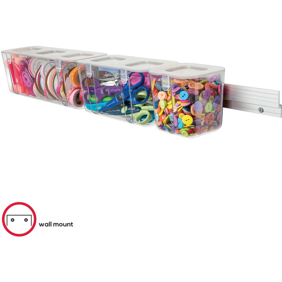 Deflecto Mounting Bar for Storage Box, Organizer Canister - Aluminum - 22773CR