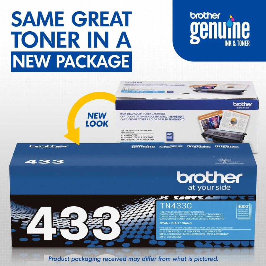 Brother TN433C Original High Yield Laser Toner Cartridge - Cyan - 1 Each - TN433C