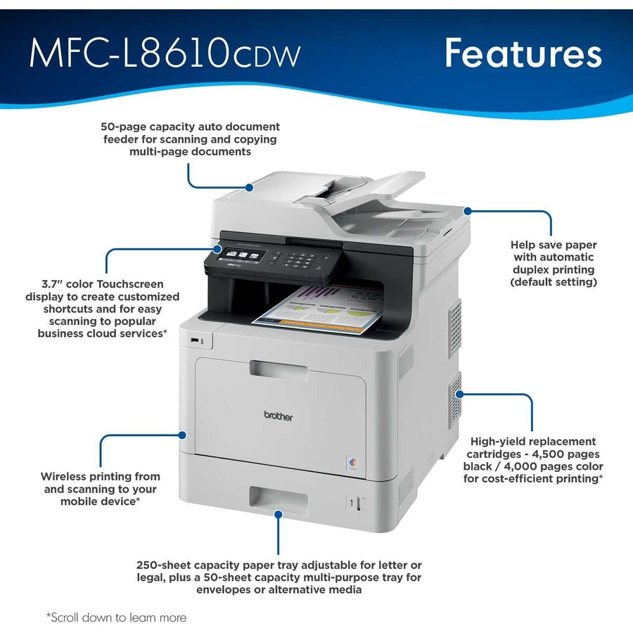 Brother MFC-L8610CDW Wireless Laser Multifunction Printer - Color - MFC-L8610CDW