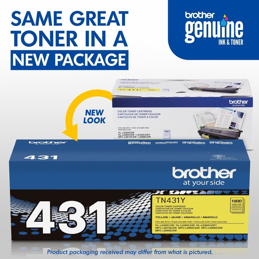 Brother TN431Y Original Standard Yield Laser Toner Cartridge - Yellow - 1 Each - TN431Y