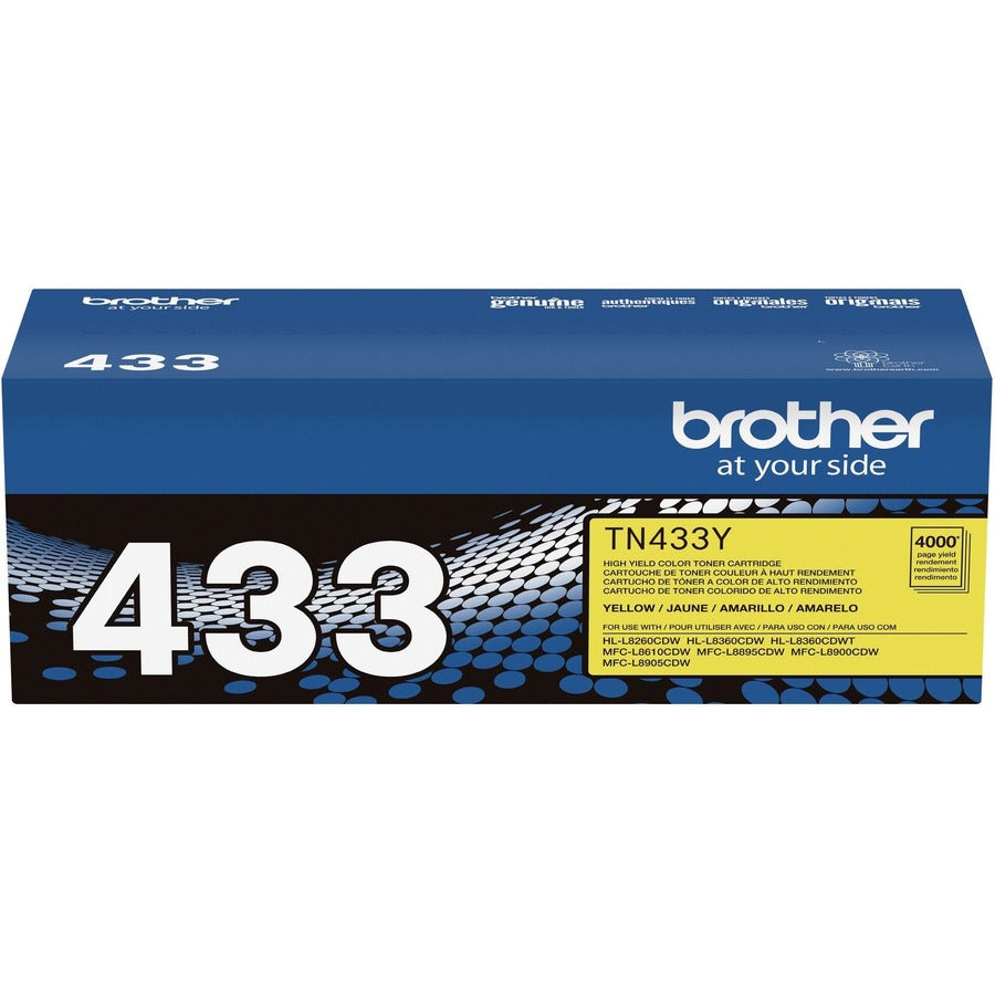 Brother TN433Y Original High Yield Laser Toner Cartridge - Yellow - 1 Each - TN433Y
