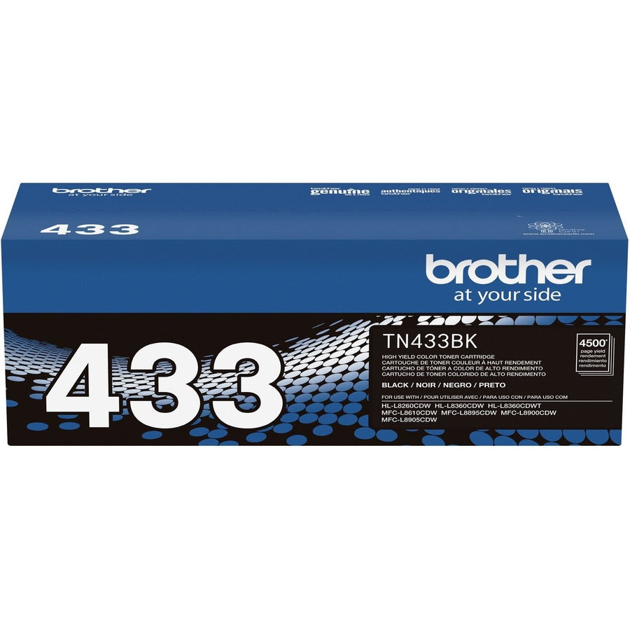Brother TN433BK Original High Yield Laser Toner Cartridge - Black - 1 Each - TN433BK