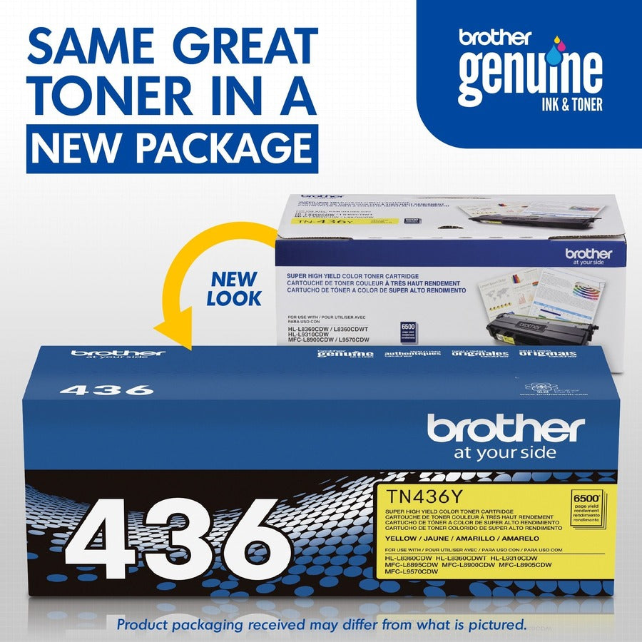 Brother TN436Y Original Laser Toner Cartridge - Yellow - 1 Each - TN436Y