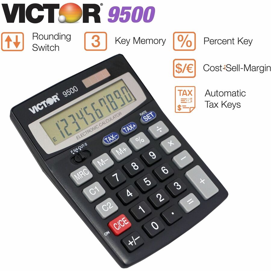 Victor 10 Digit Tax and Currency Conversion Desktop Calculator - 9500