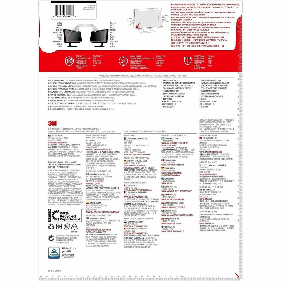 3M™ Privacy Filter for 20in Monitor, 16:9, PF200W9B - PF200W9B