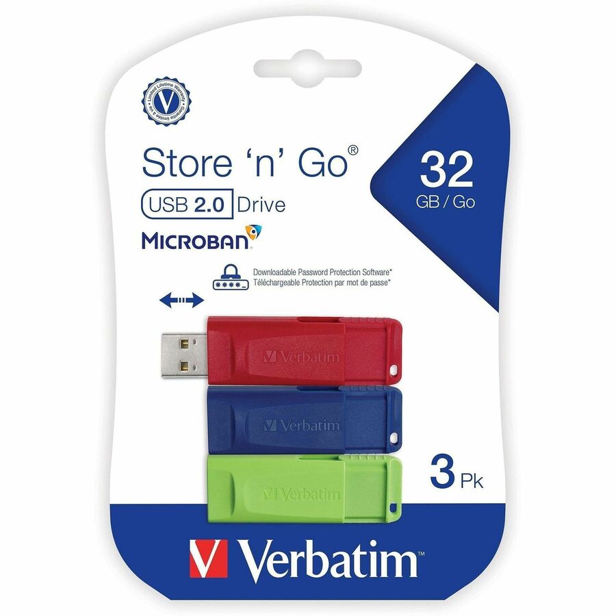 Verbatim 32GB Store 'n' Go USB Flash Drive - 3pk - Red, Green, Blue - 99811