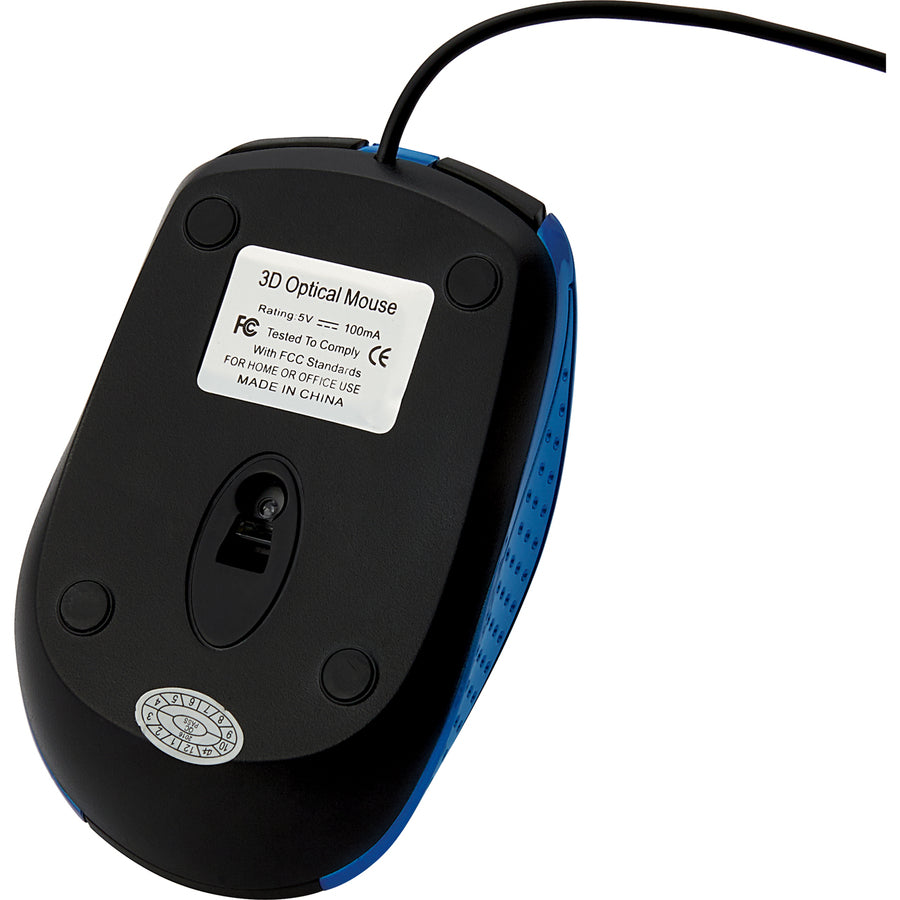 Verbatim Corded Notebook Optical Mouse - Blue - 99743