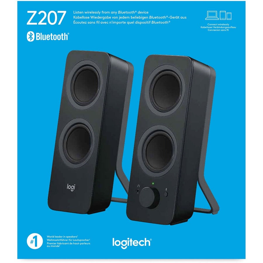 Logitech Z207 Bluetooth Speaker System - 5 W RMS - Black - 980-001294