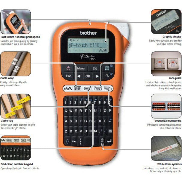 P-touch PTE110VP Industrial Durable Label Maker - PTE110VP