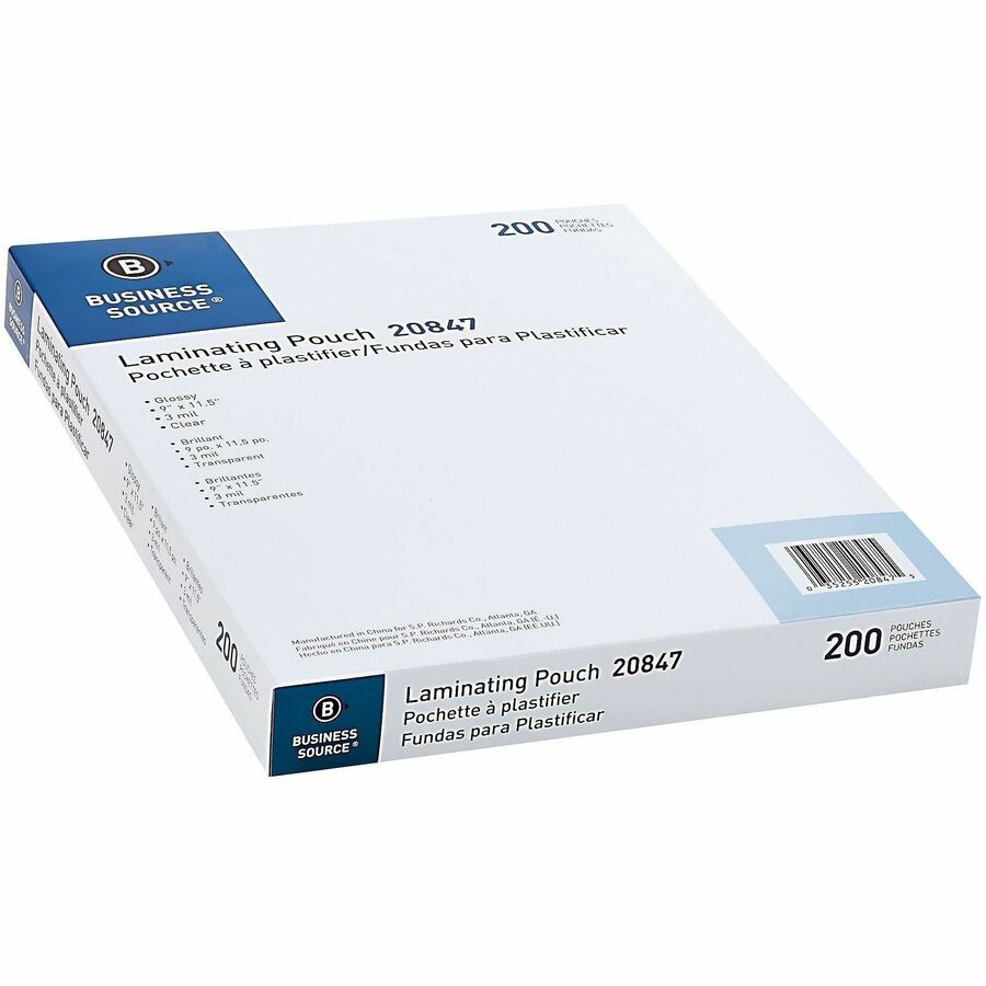 Business Source 3 mil Laminating Pouches - 20847
