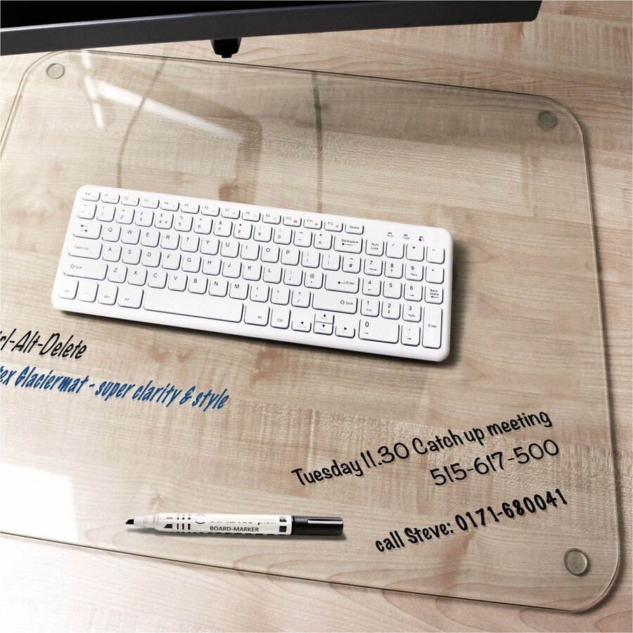 Floortex Desktex&reg; Glaciermat Glass Desk Pad - 19" x 24" - FCDE1924G
