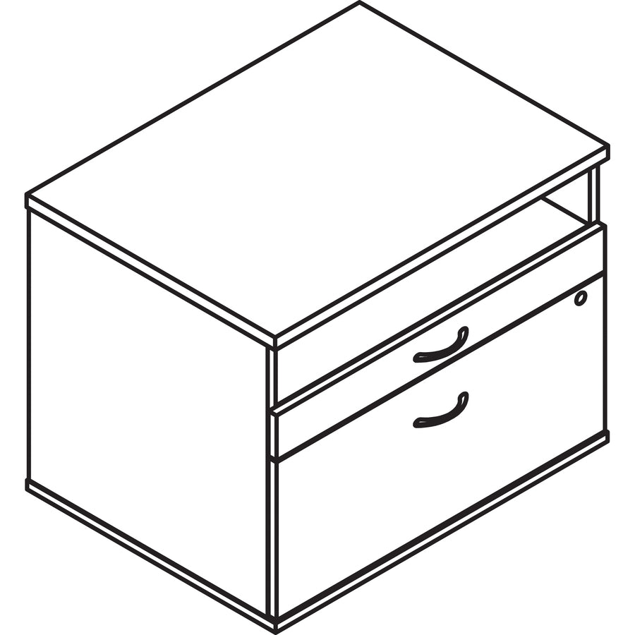 Lorell Relevance Series 2-Drawer File Cabinet Credenza w/Open Shelf - 16213