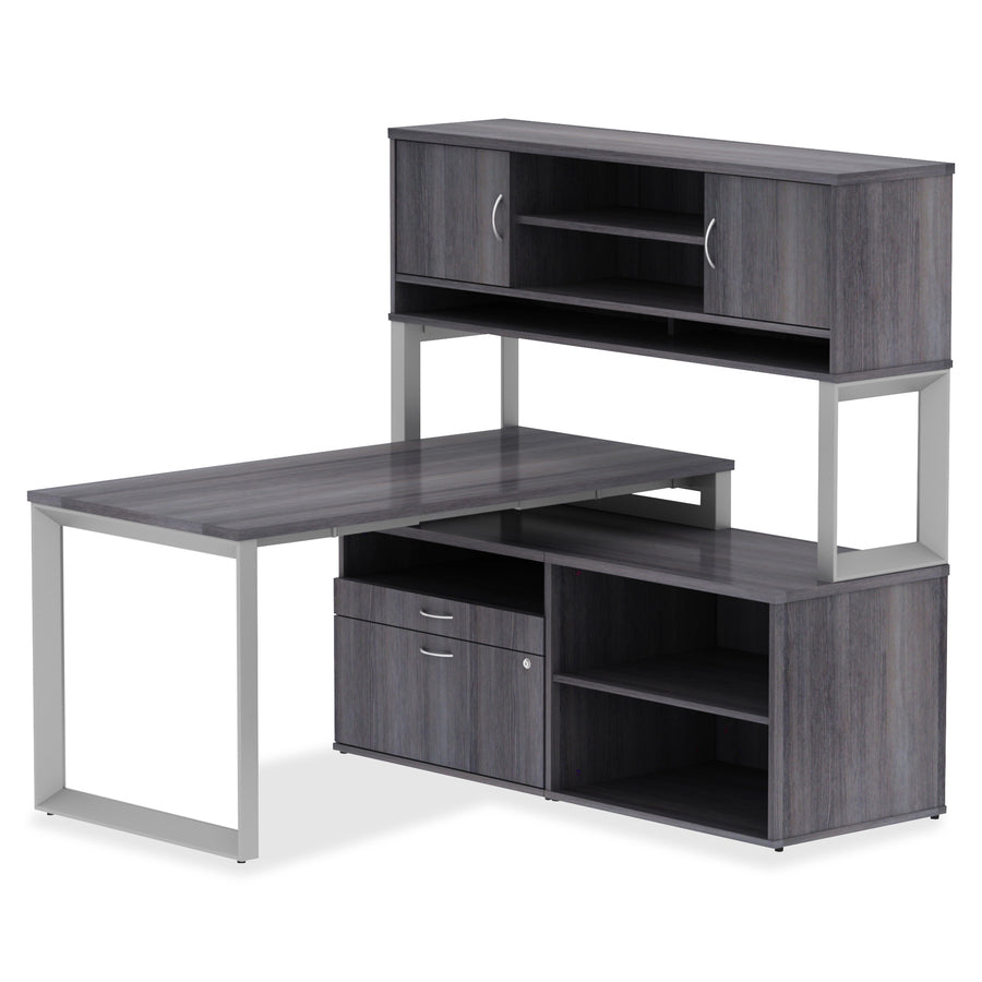 Lorell Relevance Series 2-Drawer File Cabinet Credenza w/Open Shelf - 16213