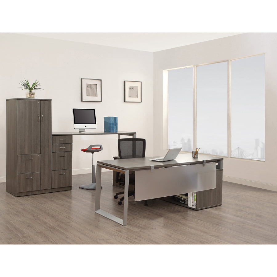 Lorell Relevance Series 2-Drawer File Cabinet Credenza w/Open Shelf - 16213