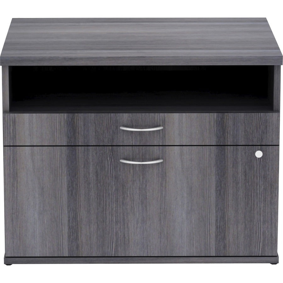 Lorell Relevance Series 2-Drawer File Cabinet Credenza w/Open Shelf - 16213