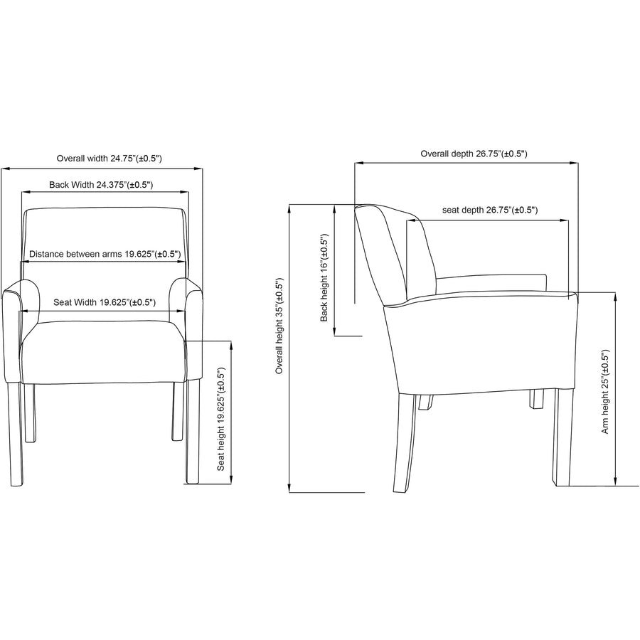 Lorell Full-sided Upholstered Arms Guest Chair - 20027