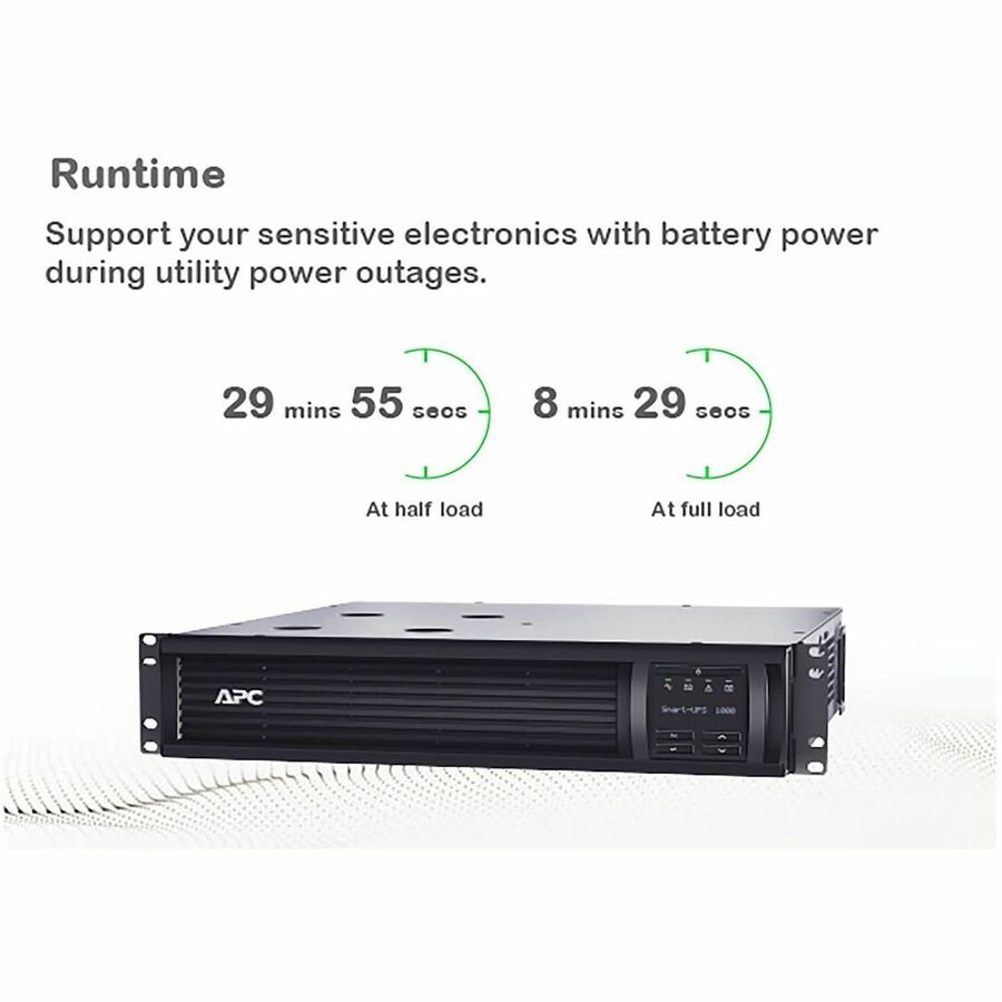APC Smart-UPS, Line Interactive, 1000VA, Rackmount 2U, 120V, 6x NEMA 5-15R outlets, SmartConnect Port+SmartSlot, AVR, LCD - SMT1000RM2UC