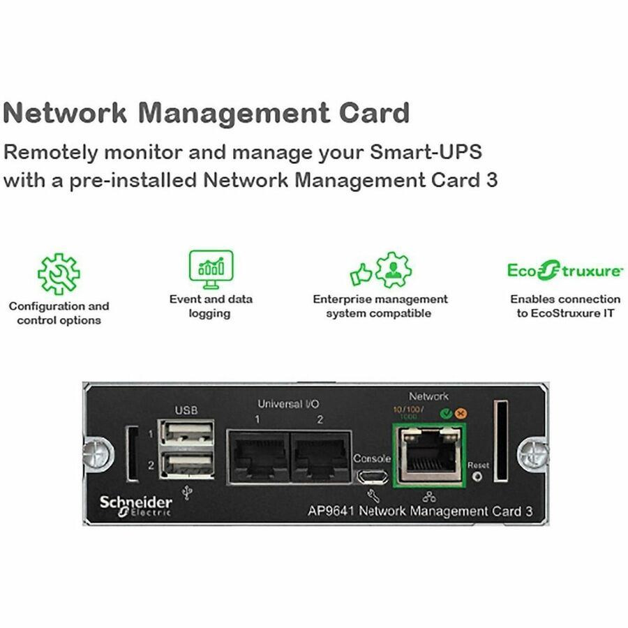 APC Smart-UPS, Line Interactive, 1000VA, Rackmount 2U, 120V, 6x NEMA 5-15R outlets, SmartConnect Port+SmartSlot, AVR, LCD - SMT1000RM2UC