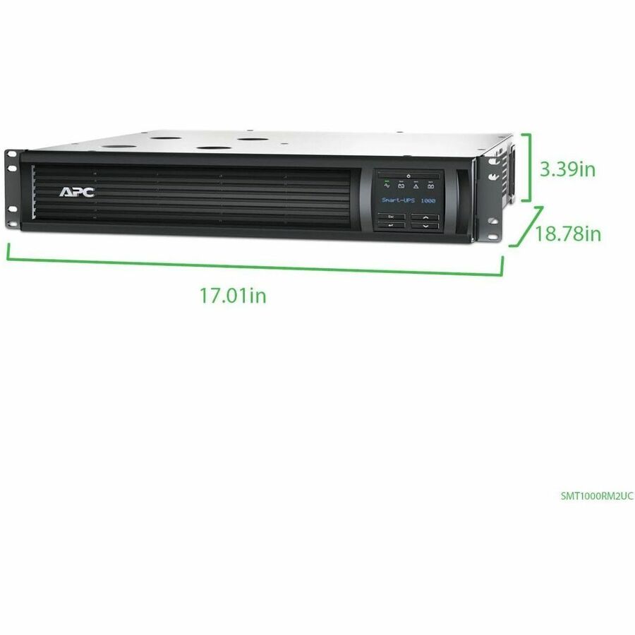 APC Smart-UPS, Line Interactive, 1000VA, Rackmount 2U, 120V, 6x NEMA 5-15R outlets, SmartConnect Port+SmartSlot, AVR, LCD - SMT1000RM2UC