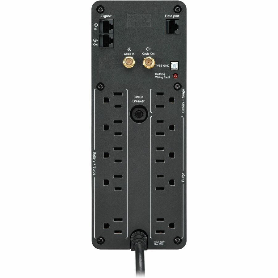 APC Back-UPS Pro, 1000VA/600W, Tower, 120V, 10x NEMA 5-15R outlets, Sine Wave, AVR, USB Type A + C ports, LCD, User Replaceable Battery - BR1000MS