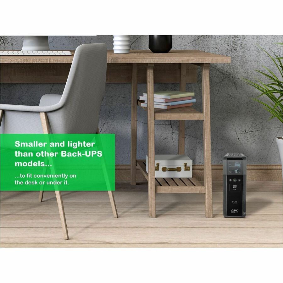 APC Back-UPS Pro, 1350VA/810W, Tower, 120V, 10x NEMA 5-15R outlets, Sine Wave, AVR, USB Type A + C ports, LCD, User Replaceable Battery - BR1350MS