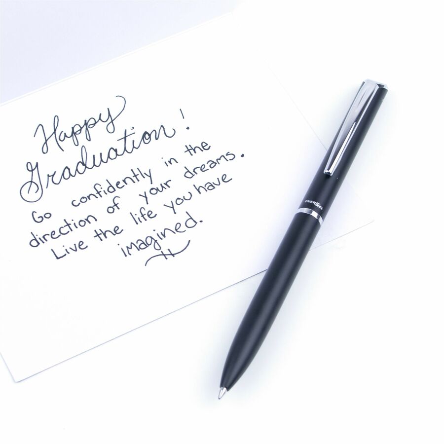 EnerGel Retractable Liquid Gel Pen, (0.7mm) Black Metal Body, Black Ink, Gift Case - BL2007A-AE1