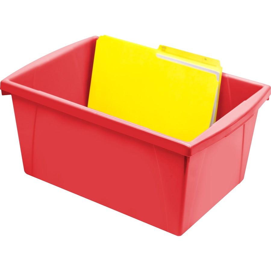 Storex 5.5 Gallon Storage Bins,Red - 61483U06C