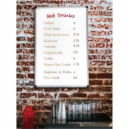 Viztex&reg; Porcelain Magnetic Dry Erase Board with an Aluminium Frame - 48" x 36"