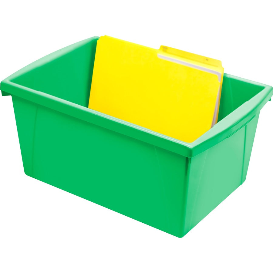 Storex 5.5 Gallon Storage Bins, Green - 61485U06C