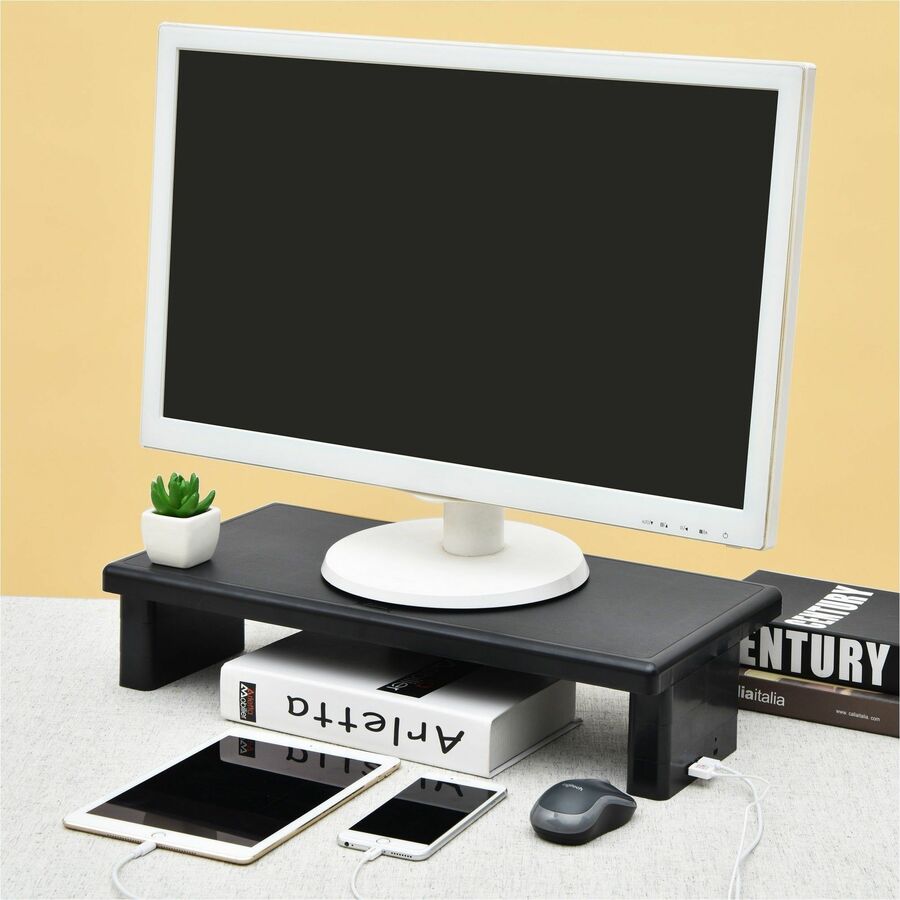 DAC&reg; Stax MP-212 Height-Adjustable Ultra-Wide Monitor/Laptop Stand with 2-USB Ports, Black - 02240