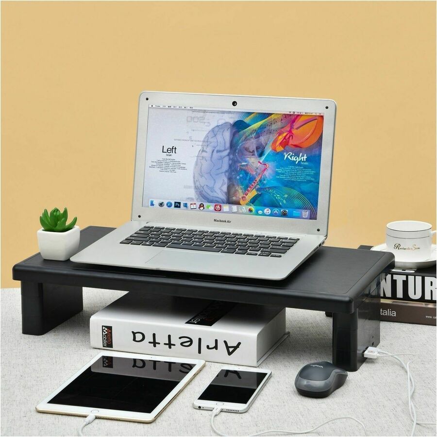 DAC&reg; Stax MP-212 Height-Adjustable Ultra-Wide Monitor/Laptop Stand with 2-USB Ports, Black - 02240
