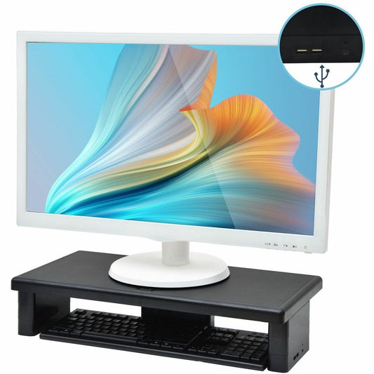 DAC&reg; Stax MP-212 Height-Adjustable Ultra-Wide Monitor/Laptop Stand with 2-USB Ports, Black