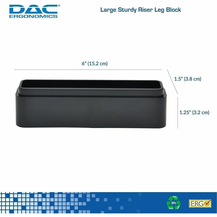 DAC&reg; Stax MP-216 Ergonomic Height-Adjustable Monitor/Laptop Riser Blocks Kit, Black - 02250