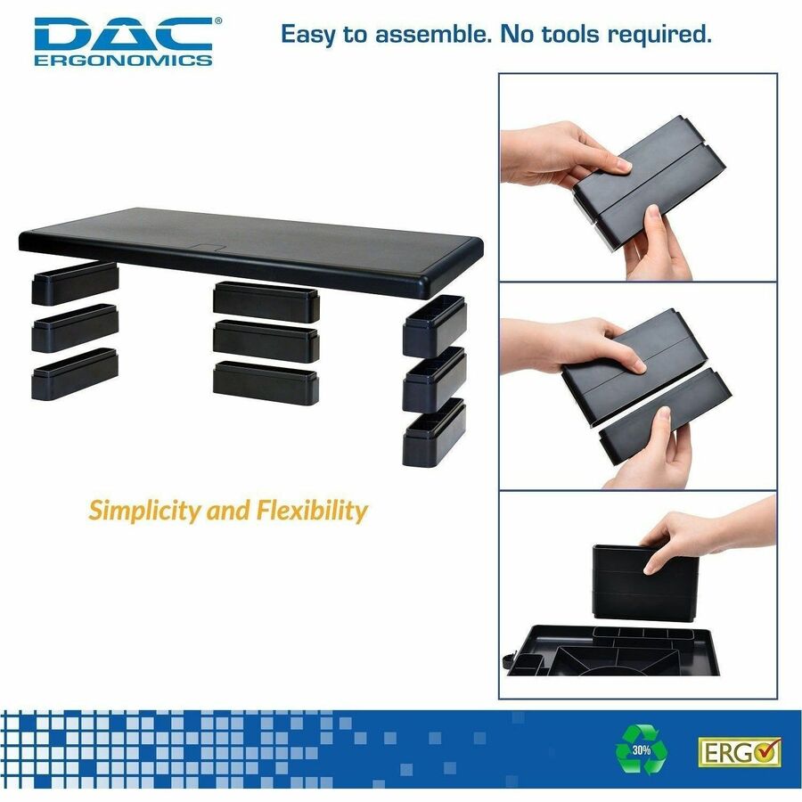 DAC&reg; Stax MP-211 Height-Adjustable Ultra-Wide Monitor/Laptop Stand, Black - 02238