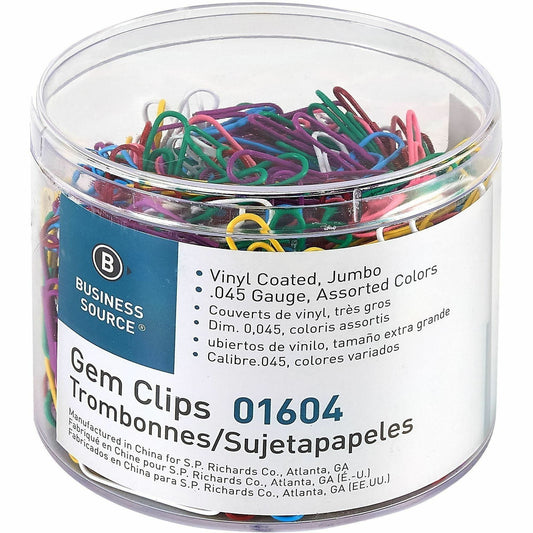 Business Source Vinyl-coated Gem Clips