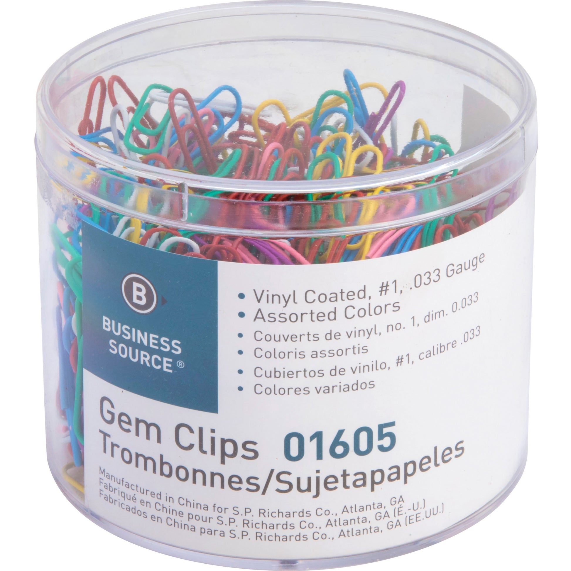 Business Source Vinyl-coated Gem Clips
