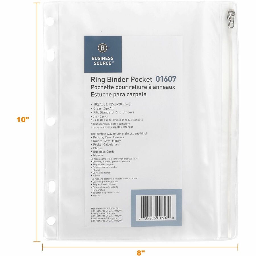 Business Source Punched Economy Binder Pocket - 01607