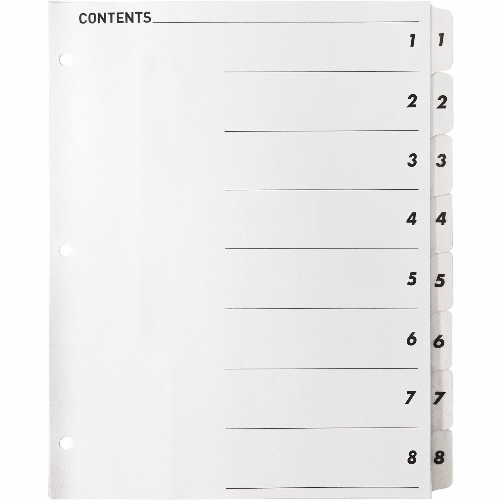 Business Source Table of Content Quick Index Dividers