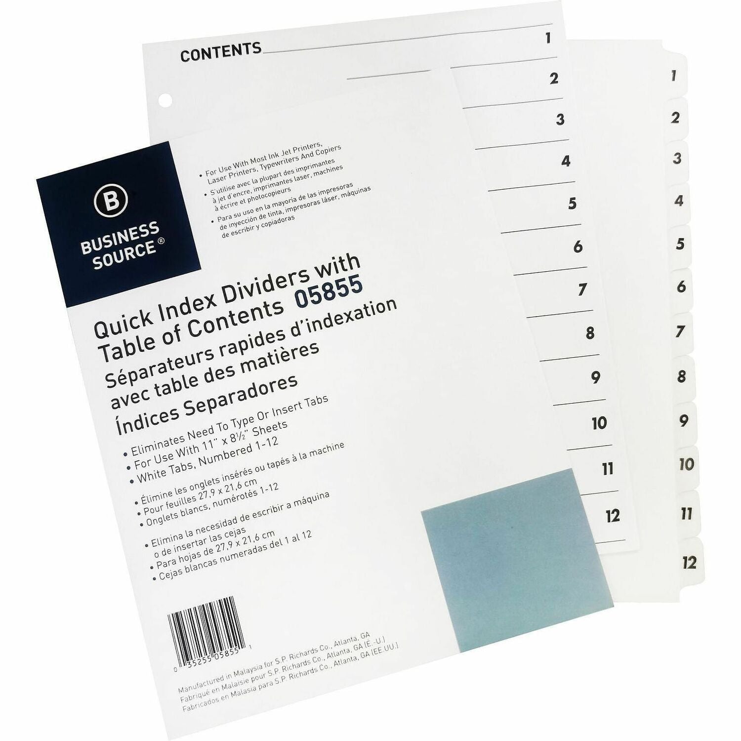 Business Source Table of Content Quick Index Dividers
